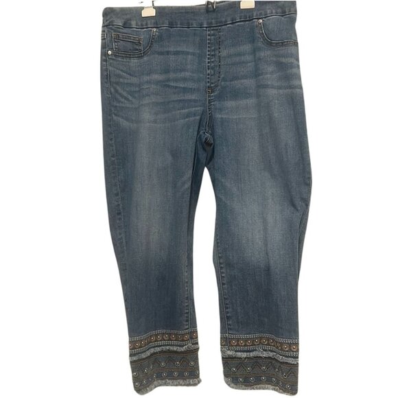 Chico's So Slimming Crop Jeans 2.5 (S 14) with Embellishments - Picture 1 of 4